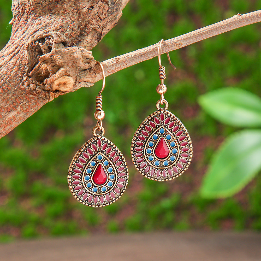 Bohemian Tassel Drop Earrings Colorful Ethnic Jewelry Set