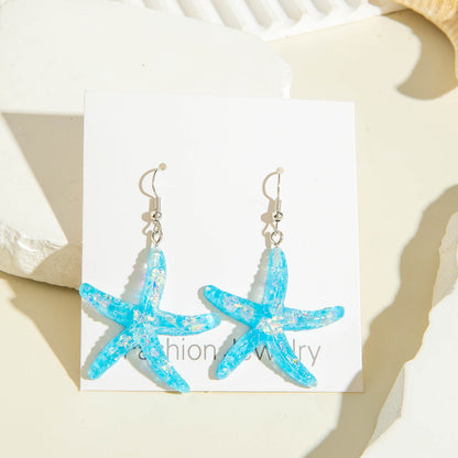 Bohemian Resin Starfish Earrings Ocean-Inspired Jewelry
