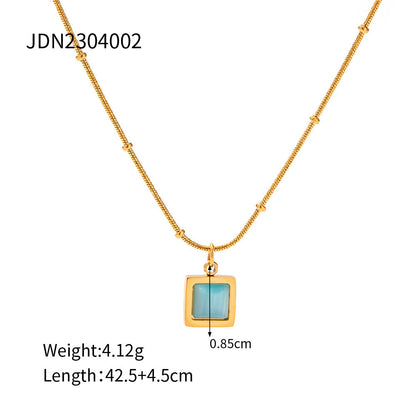 Blue Gemstone Square Necklace