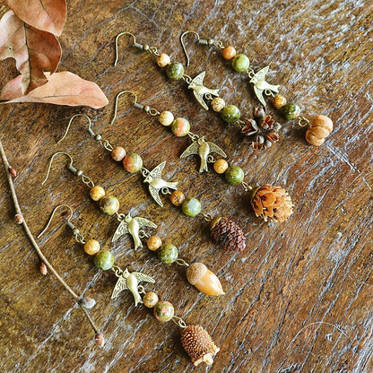 Handmade Vintage-Inspired Earrings with Natural Stone