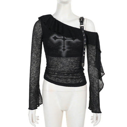 Sexy Off-the-Shoulder Ruffle Strap Top for Women