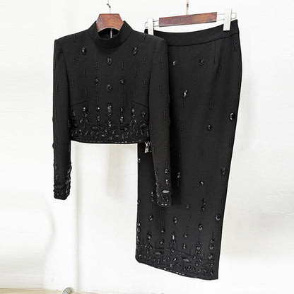 Beaded Short Top Long Skirt Set