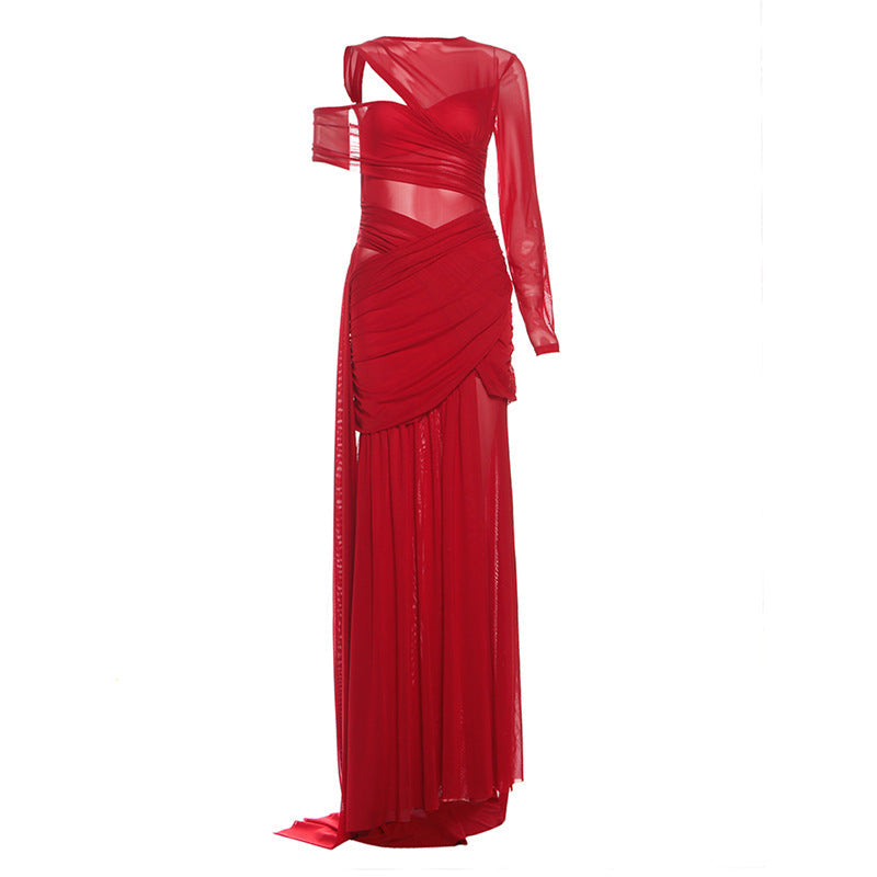 Off-Shoulder Irregular Hem Mini Dress With Ribbons