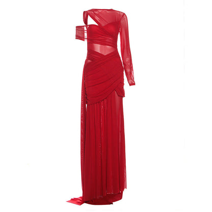 Off-Shoulder Irregular Hem Mini Dress With Ribbons