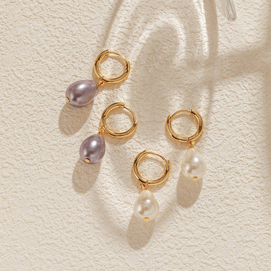 Vintage Shell Beads Drop Earrings