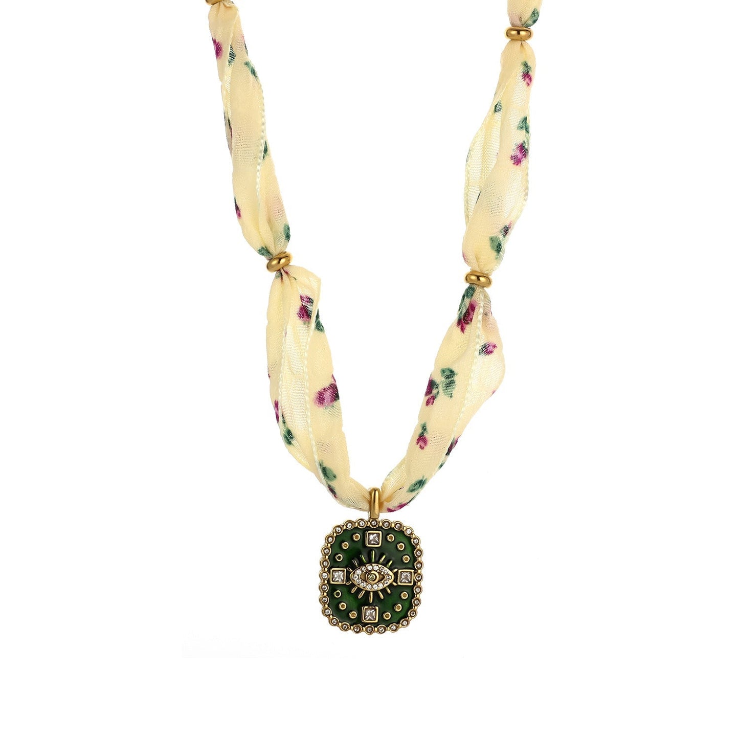 Simple Enamel Pendant Choker Scarf Necklace