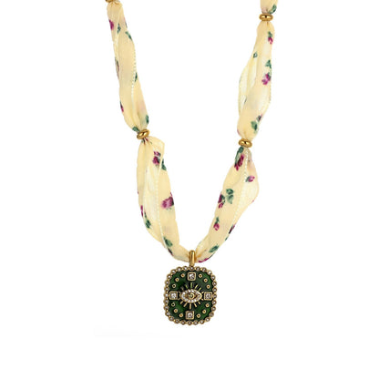 Simple Enamel Pendant Choker Scarf Necklace