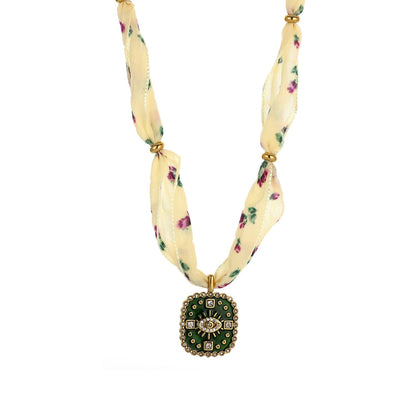 Simple Enamel Pendant Choker Scarf Necklace