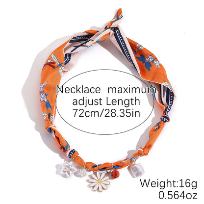 Elegant Pendant Floral Scarf Necklace
