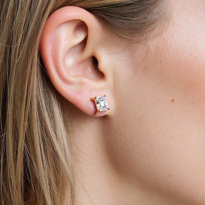 Geometric Diamond Stud Earrings 925 Sterling Silver Lightweight Luxury
