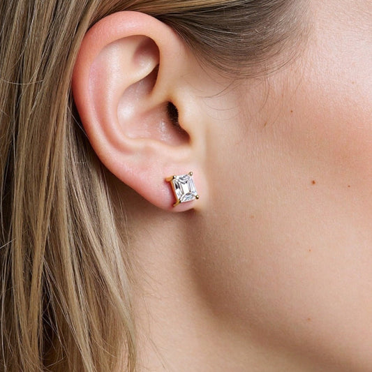 Geometric Diamond Stud Earrings 925 Sterling Silver Lightweight Luxury