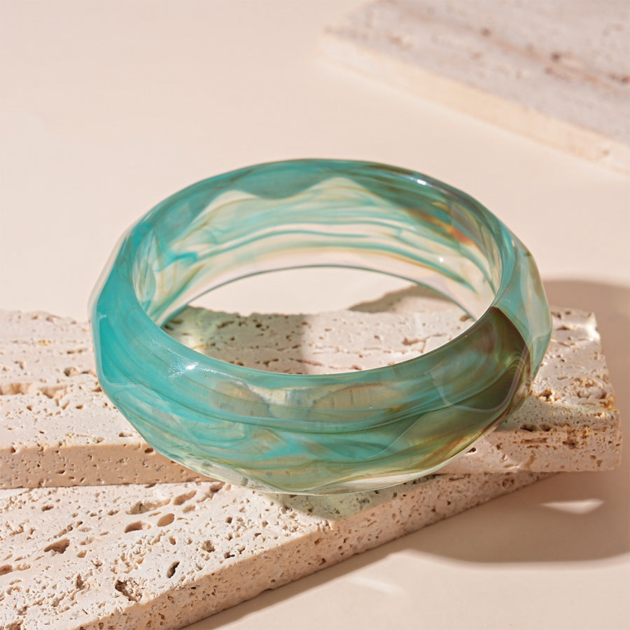 Vintage Striped Geometric Acrylic Bracelet