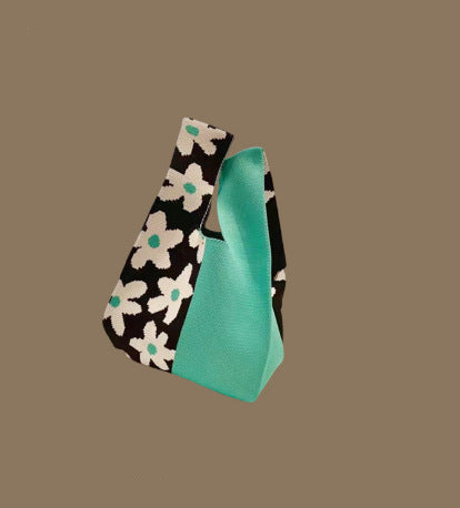 Knitted Tote Bag With Cute Designs Soft Polyester Casual