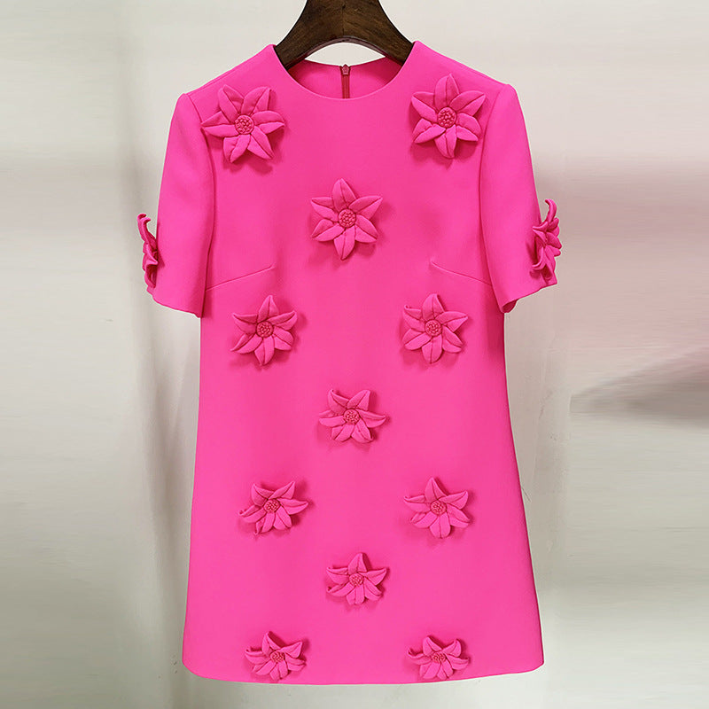 Floral Short Sleeve Dress Cotton Blend Casual Style