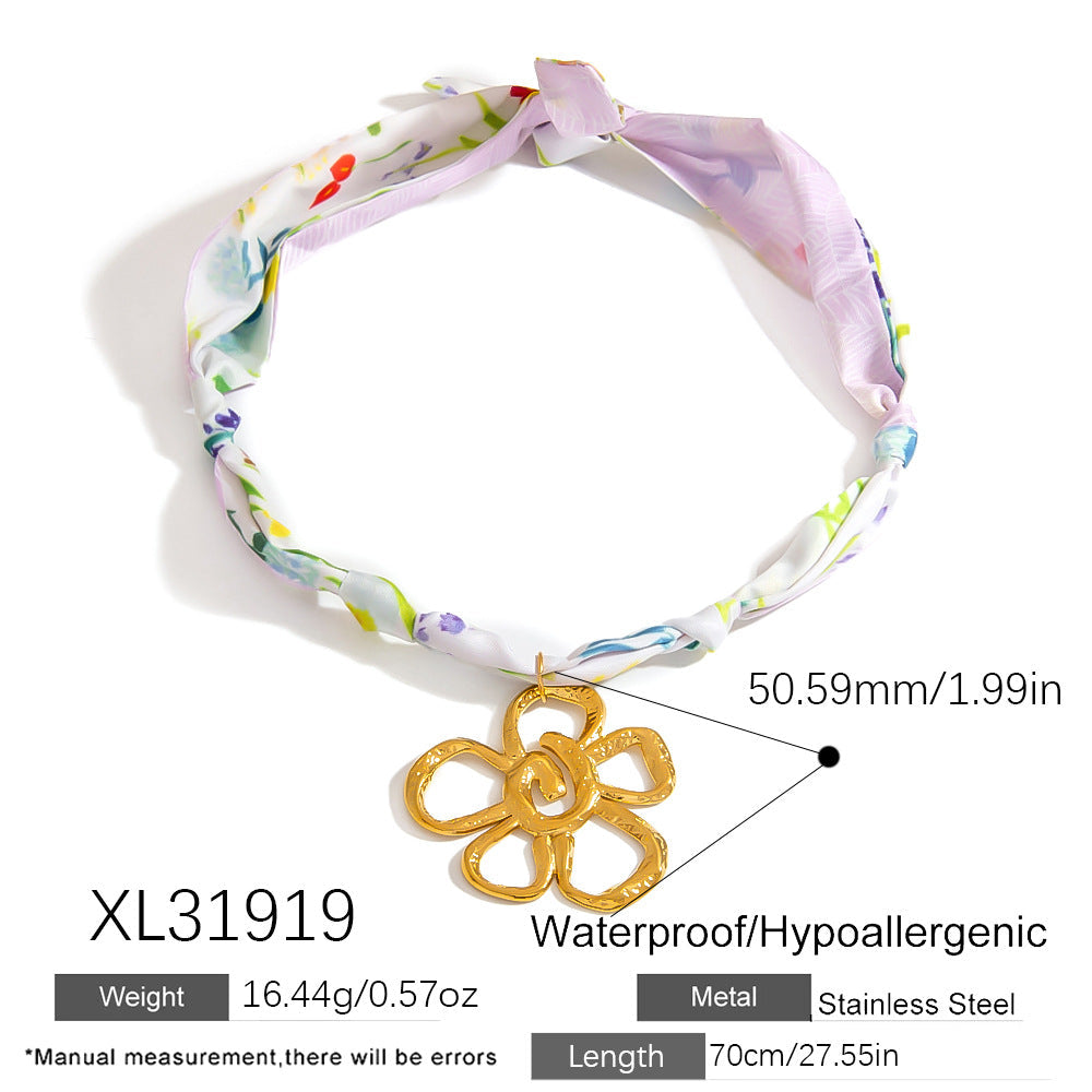 Stainless Steel Scarf Necklace with Fruit and Animal Pendants