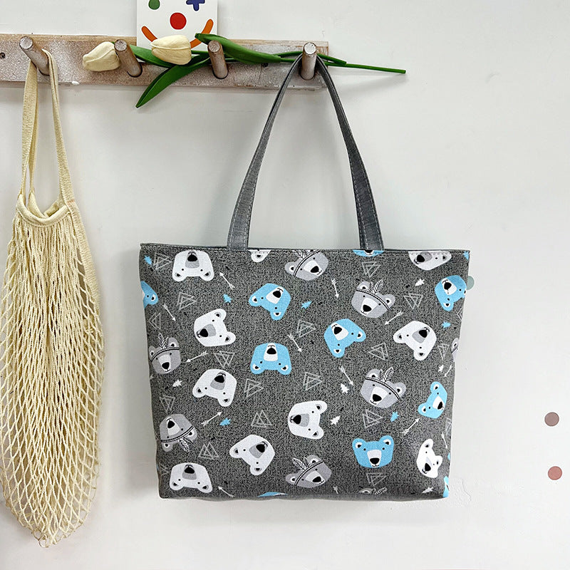 Large Capacity Canvas Tote Bag with Floral Print