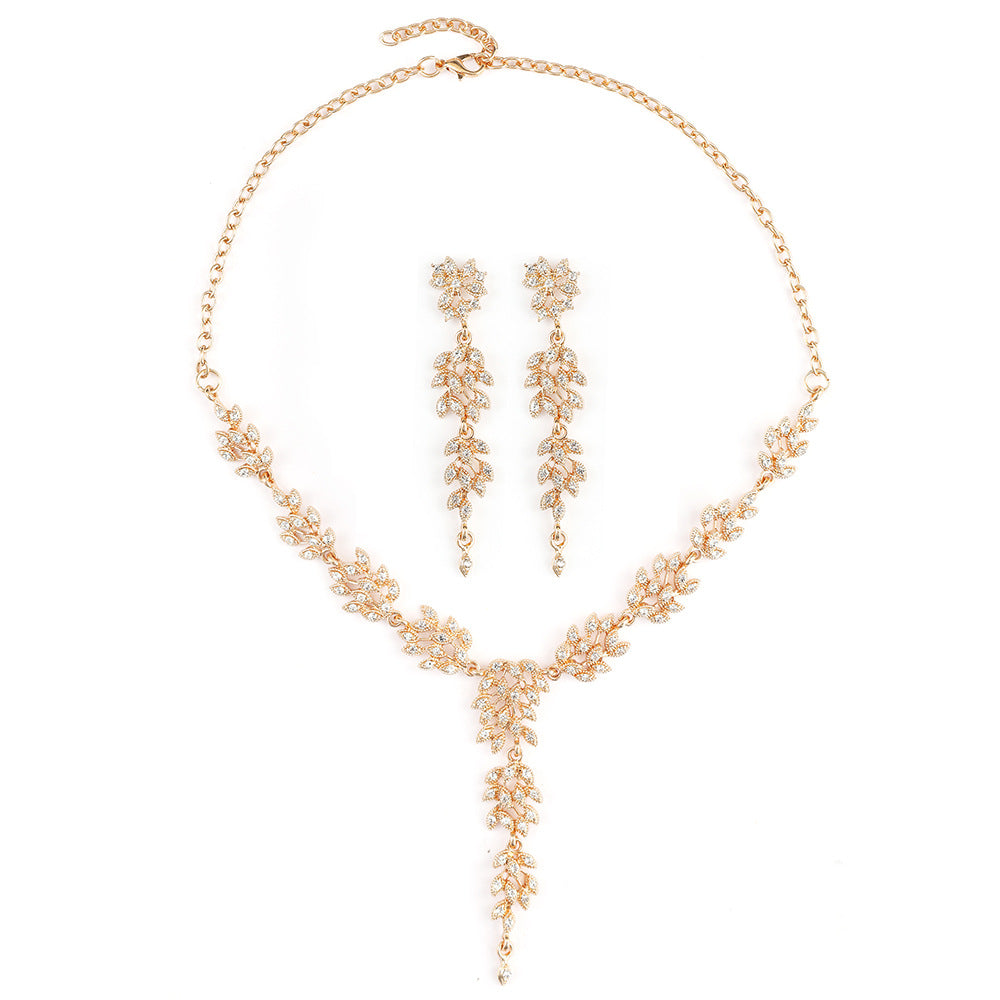 Elegant Bridal Necklace Set with High-Quality Crystal and Diamonds