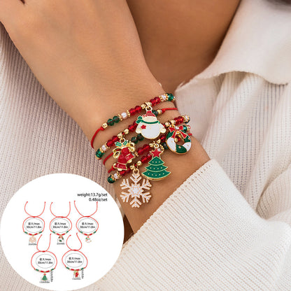 Christmas Themed Polymer Clay Bead Bracelet Set