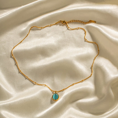 Vintage Blue Stone Pendant Necklace