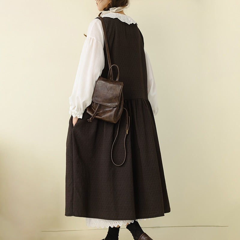 Vintage Art Style V-Neck Sleeveless Maxi Dress