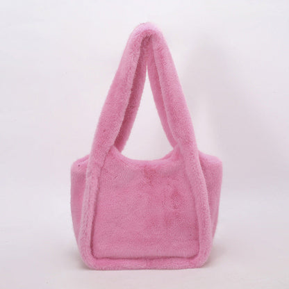 Retro Leopard Print Furry Tote Shoulder Bag