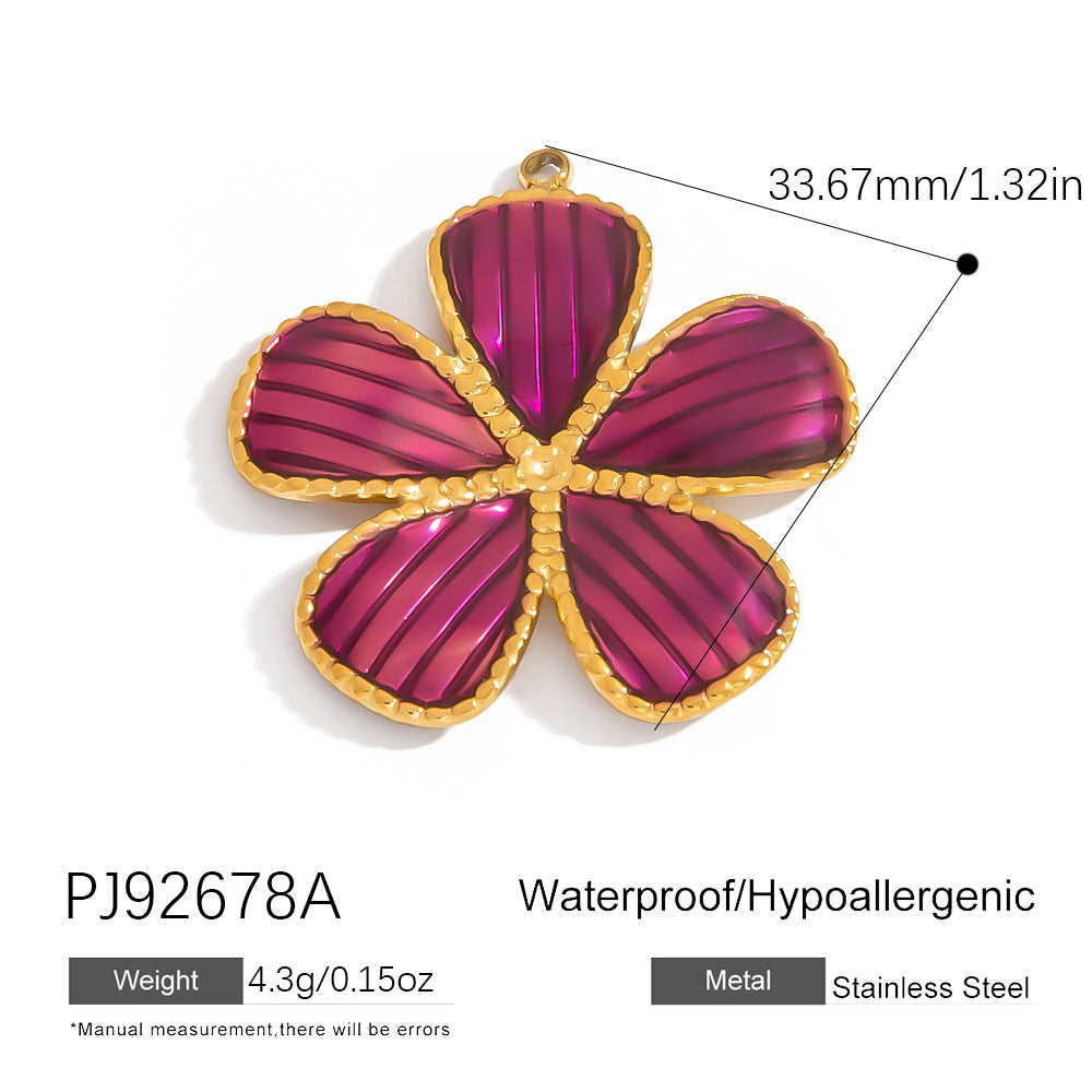 Heart Flower Pendant Accessories 18K Gold Plated Stainless Steel Jewelry