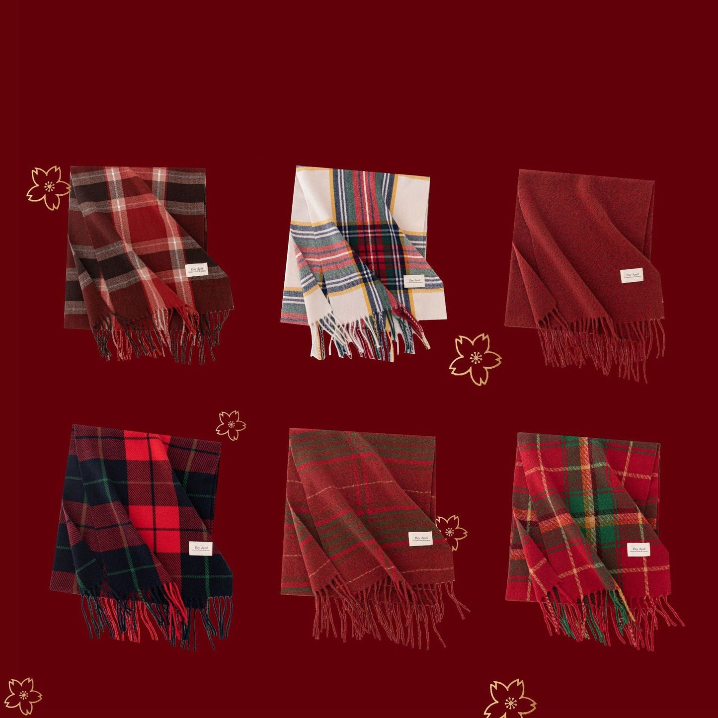Retro Soft Wool Checkered Fringed Winter Scarf
