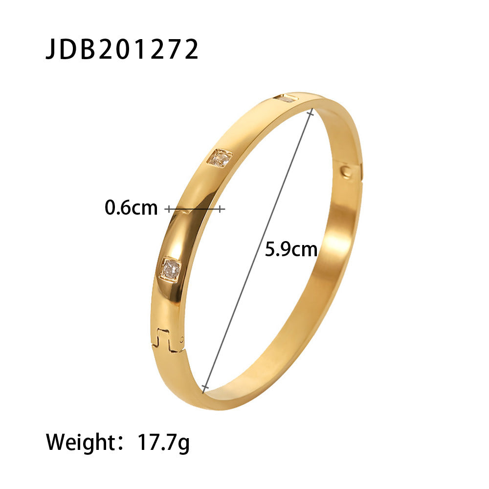 Vintage Zircon Wide Simple Bracelet