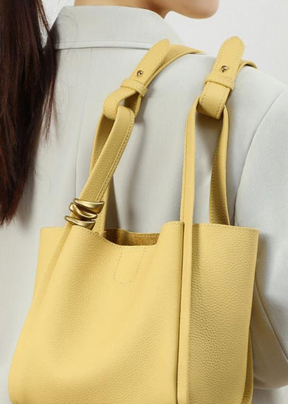 Bucket Tote Genuine Leather Elegant Contemporary Design