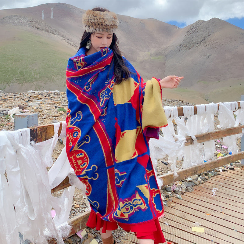 Ethnic Style Shawl Blanket Warm Cloak Cloak Tibetan Scarf