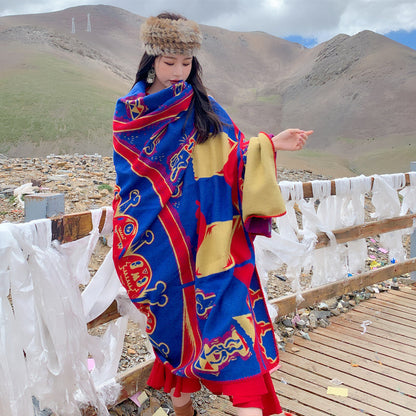 Ethnic Style Shawl Blanket Warm Cloak Cloak Tibetan Scarf