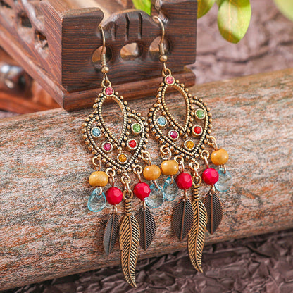 Bohemian Vintage Floral Tassel Earrings for Women