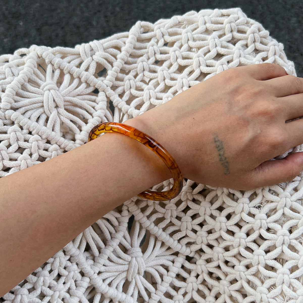 New Ombre Resin Geometric Coffee Wide Bracelet