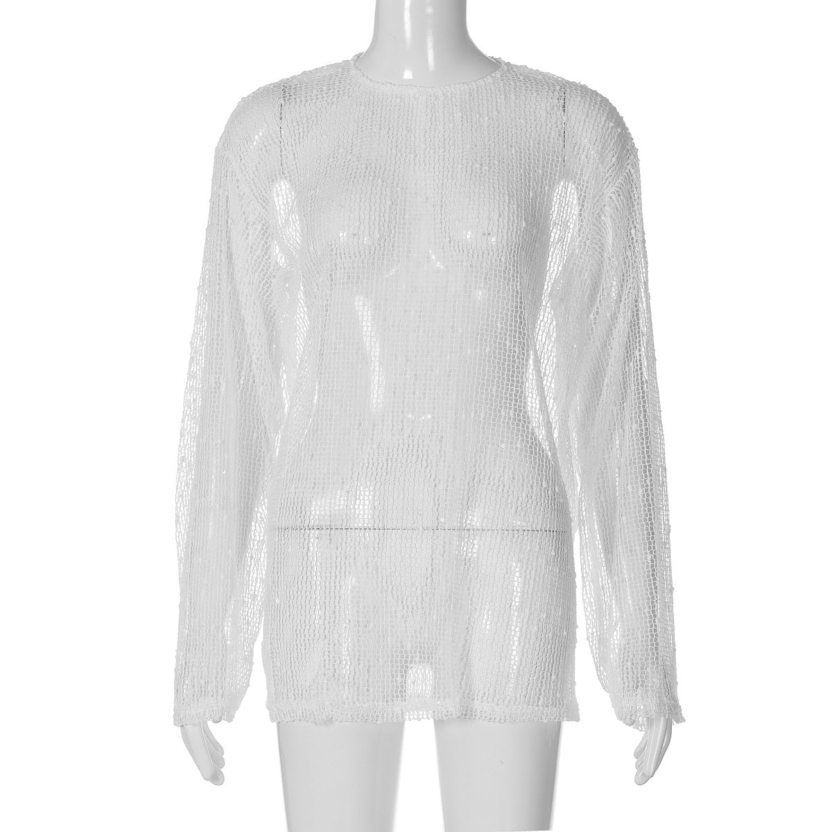Stylish Sheer Knit Loose-Fit T-Shirt