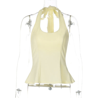 Chic Halter Top - Slim Fit Polyester Top for Urban Style