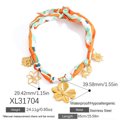 Dopamine Sunflower Pendant Necklace and Bracelet Set - Stainless Steel