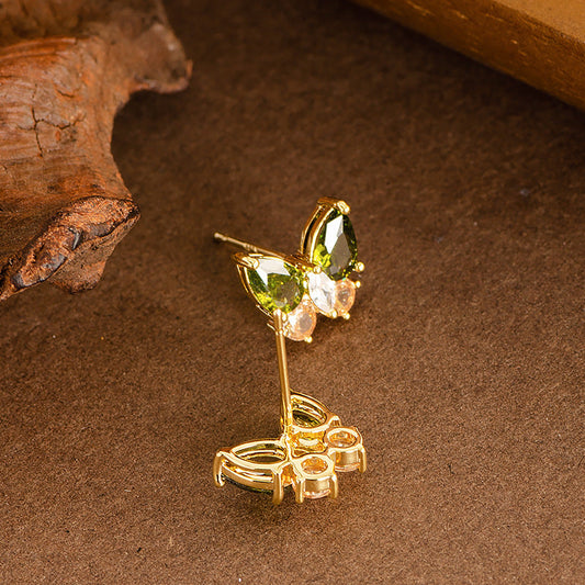Butterfly Crystal Zircon Stud Earrings Elegant Minimalist Jewelry