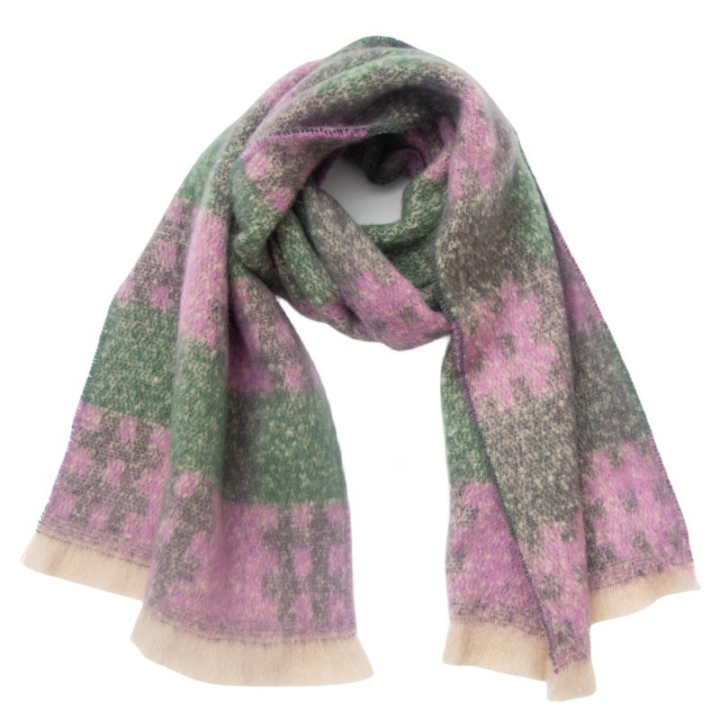 Plaid Print Contrast Color Scarves