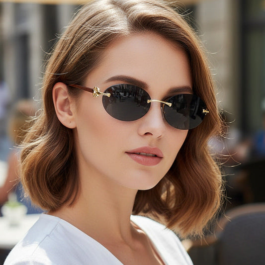 Oval Frame UV400 Sunglasses Fashionable Women's Outdoor Shades