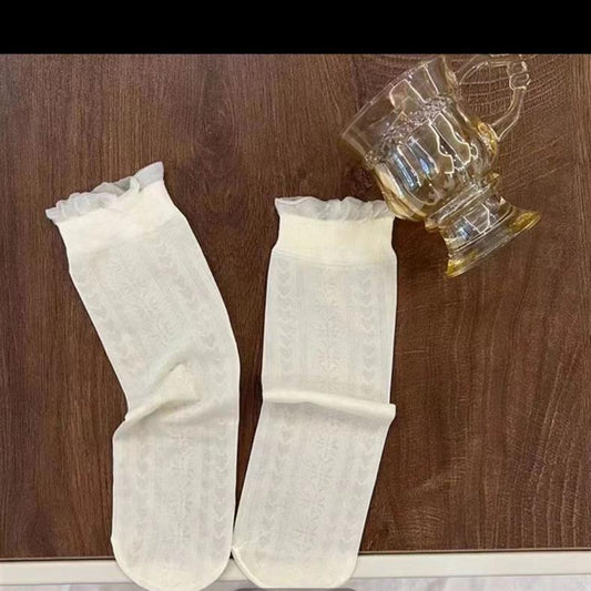Sweet Ruffle Simple Thin Socks