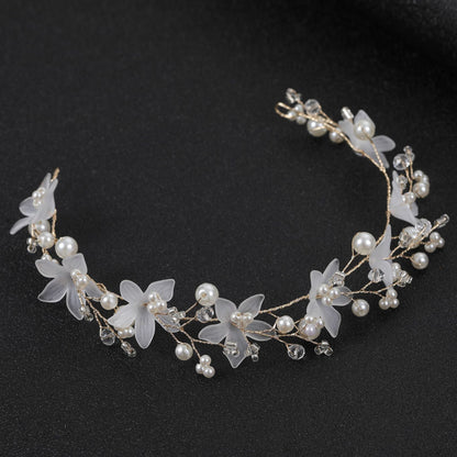 Transparent Plastic Flower Pearl Handmade Headband for Weddings