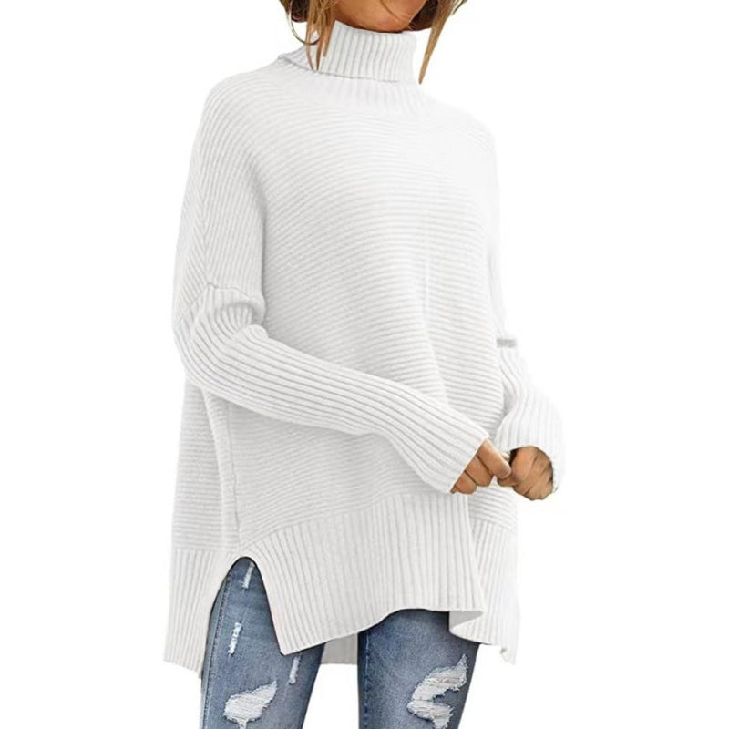 Trendy Turtleneck Batwing Sleeves Knitted Sweater