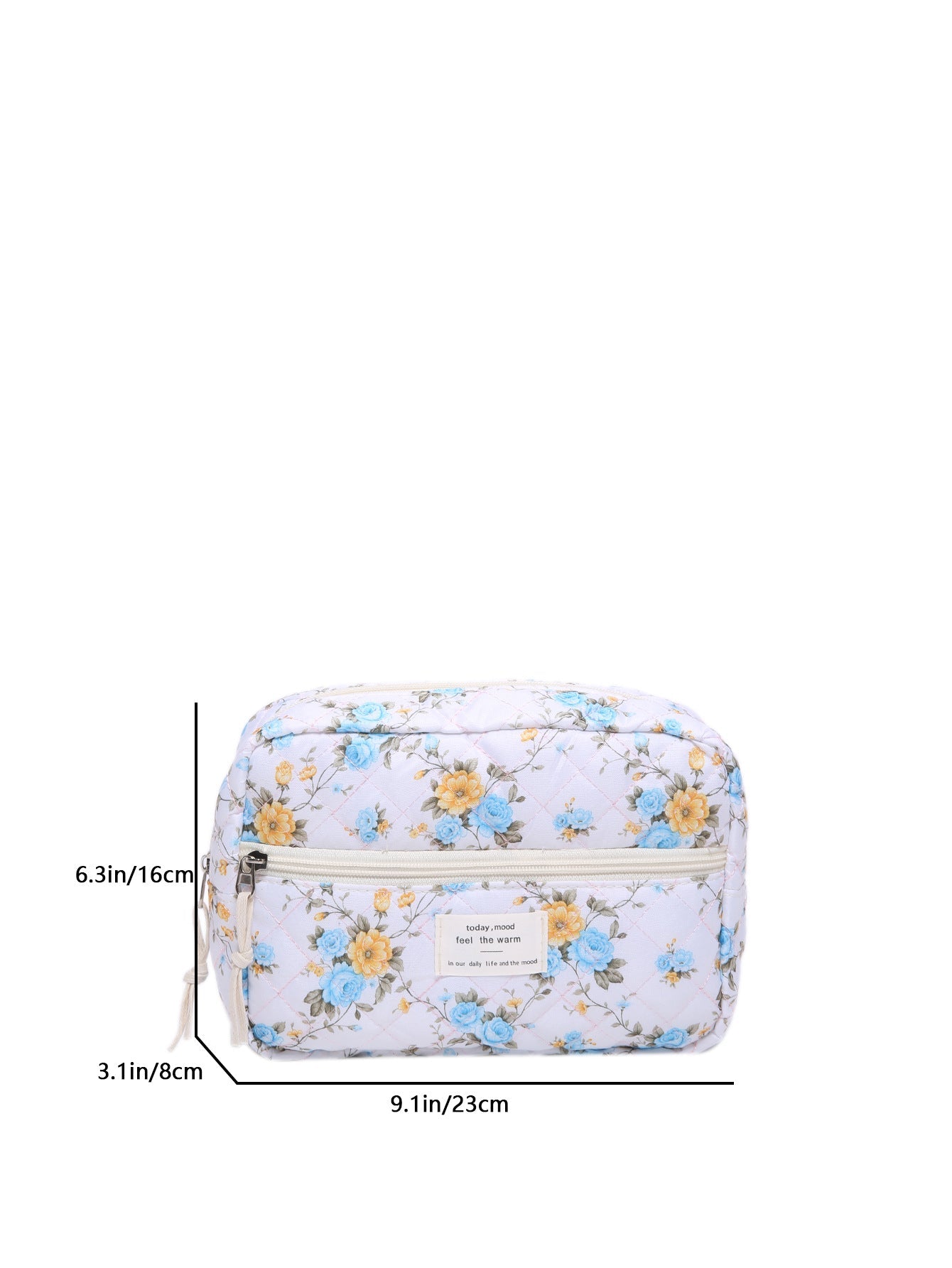 Flower Print Large Capacity Quilted Makeup Bag