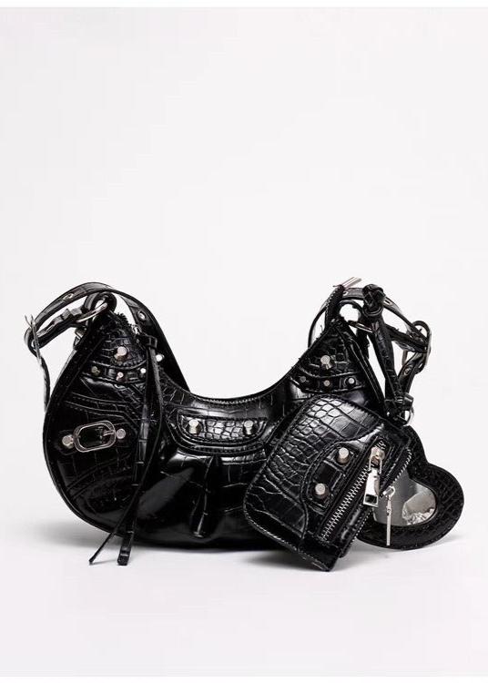 Croc Embossed PU Leather Crescent Bag