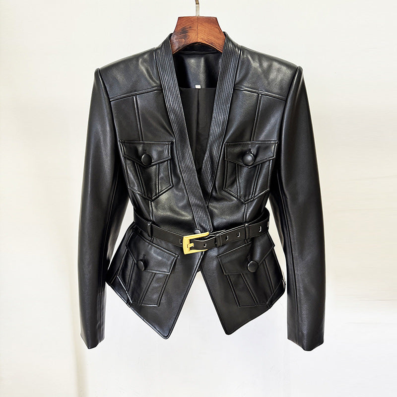 Slim Fit Faux Leather Jacket