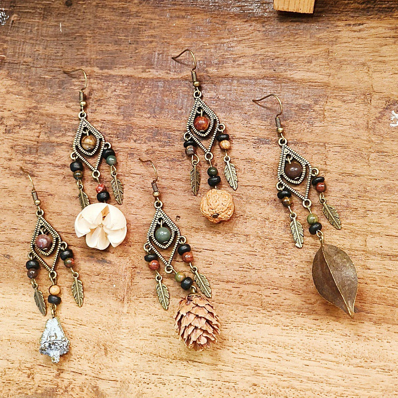 Handcrafted Vintage Geometric Feather Earrings Bohemian Style