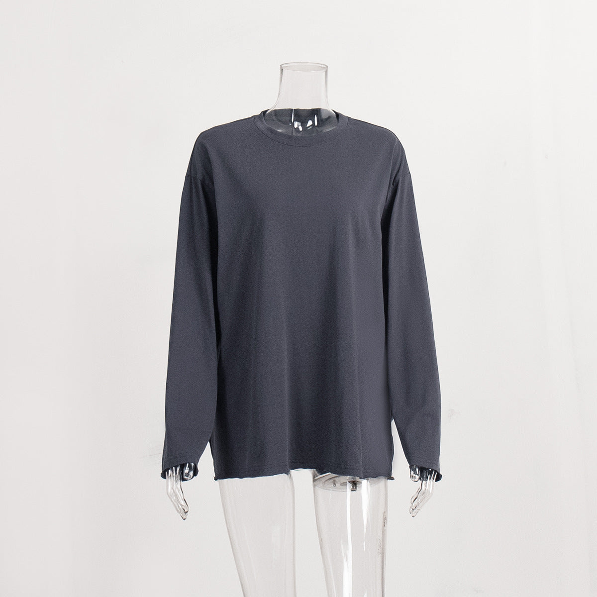 Oversized Solid Color Cotton T-Shirt for Women