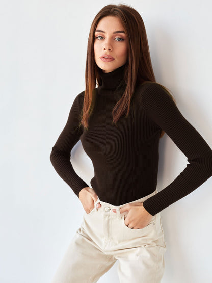 High Neck Knitted Sweater Comfortable Casual Pullover