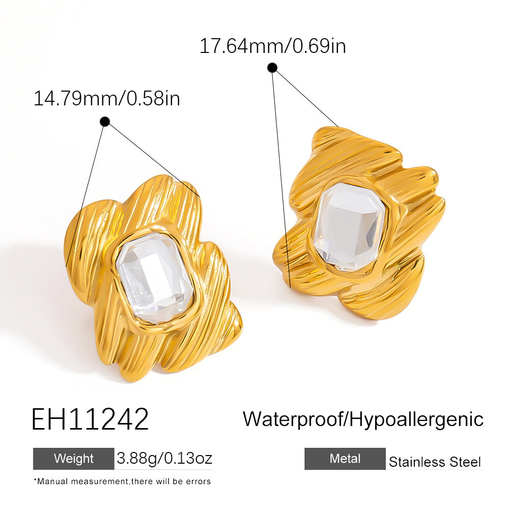 Fashionable Butterfly Bow Stainless Steel Earrings with 18K Gold Plating