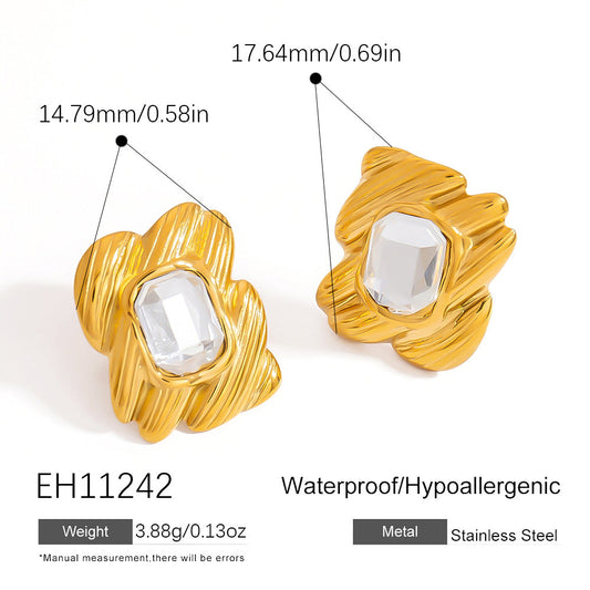 Fashionable Butterfly Bow Stainless Steel Earrings with 18K Gold Plating